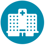 Hospital icon: Hospitalizations and Hospital Capacity