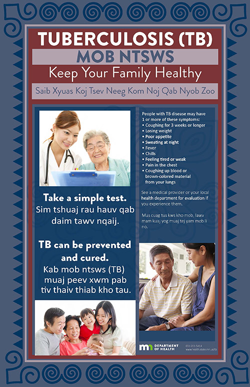 Tuberculosis (TB) Keep Your Family Healthy poster in English and Hmong together.