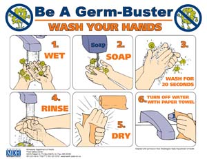 image of the Be A Germ-Buster... Wash Your Hands Poster.