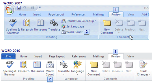 Word 2007 and 2010 ribbons